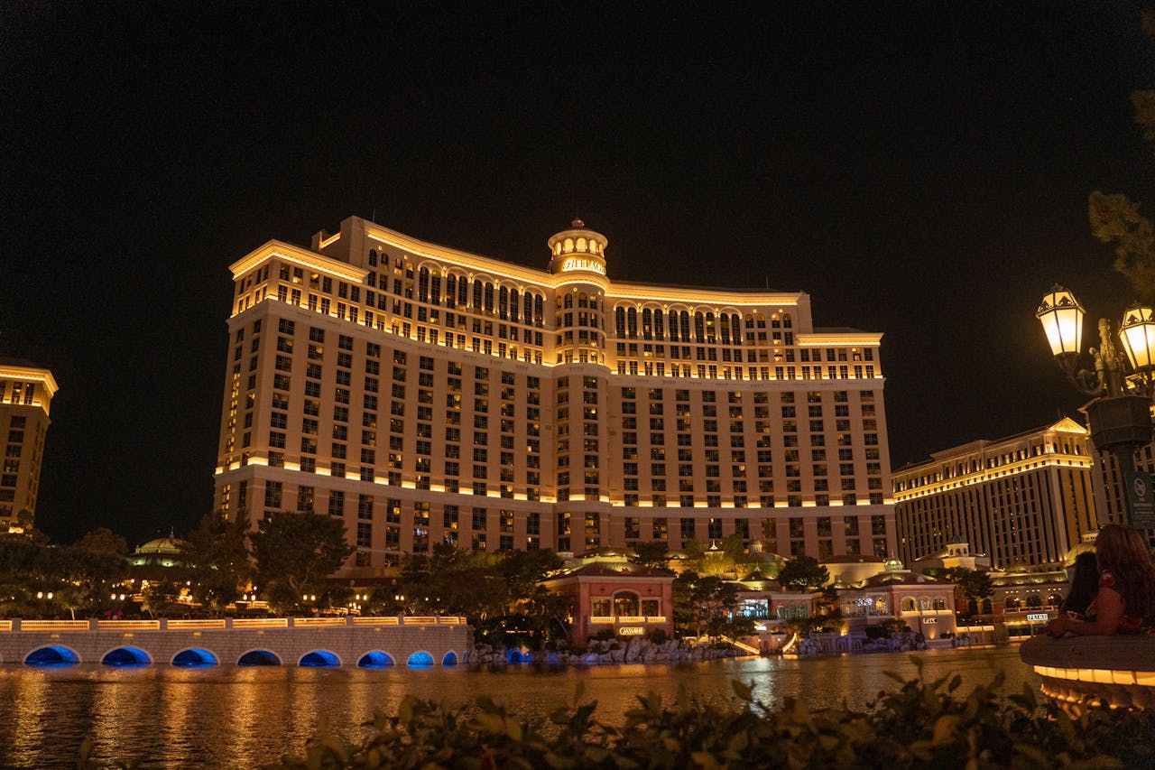 social-feed-img-04 Stunning nighttime view of the Bellagio Hotel, showcasing its vibrant lights in Las Vegas, Nevada.